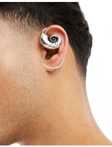 ASOS DESIGN - Orecchino ear cuff argentato con design a forma di conchiglia-Argento