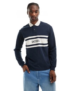 Dickies - Yorktown - Camicia a polo stile rugby a maniche lunghe color blu navy scuro