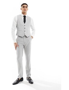 ASOS DESIGN Wedding - Pantaloni da abito slim in micro texture grigio chiaro