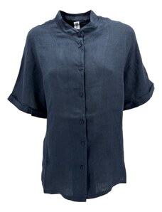 Bomboogie camicia donna coreana in lino blu