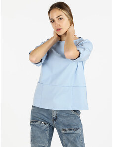 Daystar Maglia Donna Oversize Con Tasche T-shirt Manica Lunga Blu Taglia Unica