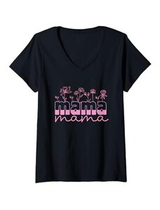 Mama Floral Family Design Donna Simpatico design per la festa della mamma di Mama Life Maglietta con Collo a V