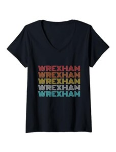 Wrexham Shirt Vintage Retro Apparel Donna Wrexham vintage retrò Maglietta con Collo a V