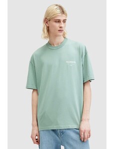 AllSaints t-shirt in cotone UNDERGROUND SS CREW uomo colore verde