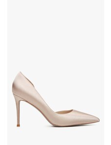 Women's Pale Pink Pointed Toe High Heels with Satin Finish Estro ER00114768