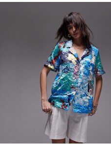 Topshop - Camicia oversize con stampa tropicale multicolore