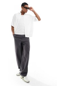 Armani Exchange - Camicia squadrata a maniche corte bianca in jersey con logo e bottoni-Bianco