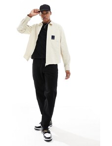 Armani Exchange - Camicia giacca ampia beige con zip sul davanti ed etichetta del logo sulla tasca-Neutro