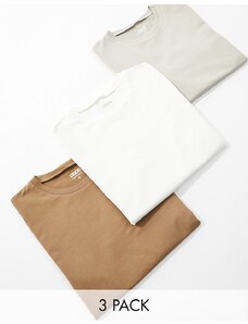 ASOS DESIGN - Confezione da 3 T-shirt attillate girocollo in colorazioni multiple-Multicolore