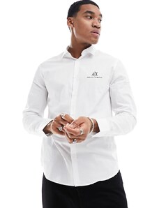 Armani Exchange - Camicia vestibilità classica bianca con logo piccolo-Bianco