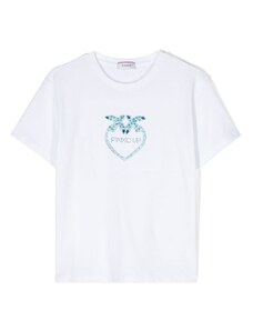 PINKO UP T-shirt bianca logo strass
