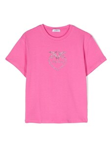 PINKO UP T-shirt rosa logo strass