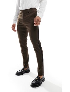 ASOS DESIGN - Pantaloni da abito smoking skinny marrone