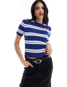ASOS DESIGN - T-shirt mini girocollo in maglia a righe-Multicolore