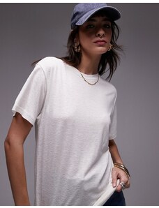 Topshop - T-Shirt effetto lino bianca-Bianco