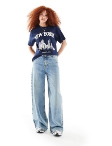 ASOS DESIGN - T-shirt oversize blu navy con stampa New York