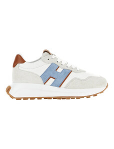 Hogan Sneakers H641 in pelle bianca e azzurra