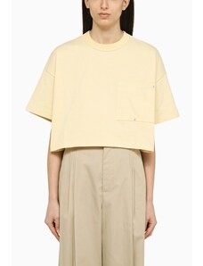 Bottega Veneta T-shirt oversize cropped gialla chiara in cotone