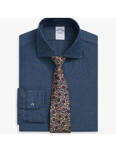 Brooks Brothers Camicia blu slim fit in chambray di cotone con collo semi francese - male Camicie eleganti Blu 16H