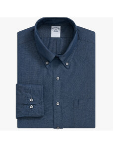 Brooks Brothers Camicia blu regular fit in chambray di cotone con collo a polo button-down - male Camicie eleganti Blu 16