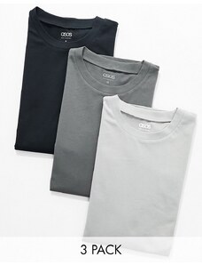 ASOS DESIGN - Confezione da 3 T-shirt girocollo vestibilità comoda in colorazioni multiple-Multicolore