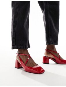 ASOS DESIGN - Sawyer - Scarpe rosse con tacco largo medio e punta quadrata-Rosso