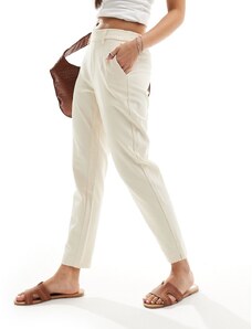 Object - Pantaloni cropped sartoriali color panna slim fit-Neutro