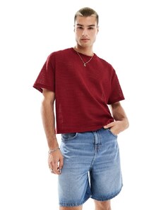 ASOS DESIGN - T-shirt squadrata oversize all'uncinetto rossa-Rosso
