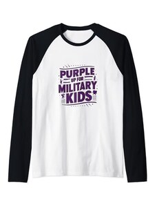 Purple Up Military Child day for 2024 Saluting Service: T-shirt soldato dell'esercito per la famiglia Maglia con Maniche Raglan