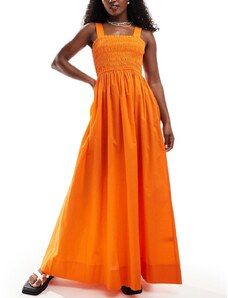 ASOS DESIGN - Vestito da mare lungo arancione con bustino arricciato