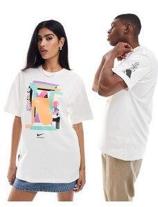 Nike - T-shirt unisex bianca con stampa grafica artistica multicolore-Giallo