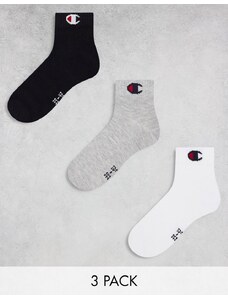 Champion - Confezione da 3 paia di calzini grigi, bianchi e neri-Multicolore