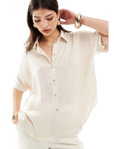 Vero Moda - Camicia oversize testurizzata crema-Bianco