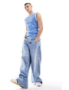COLLUSION - X015 - Jeans super baggy a vita bassa lavaggio blu medio