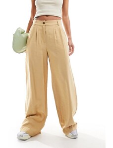 Vero Moda - Aware - Pantaloni larghi con pieghe color cammello-Neutro
