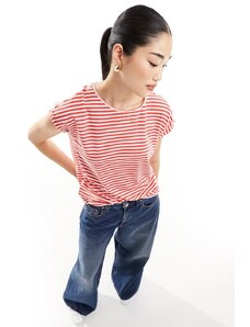 Vero Moda - T-shirt oversize rossa e bianca a righe-Rosso