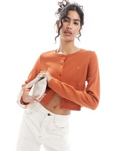 ASOS DESIGN - Cardigan corto girocollo in maglia arancione