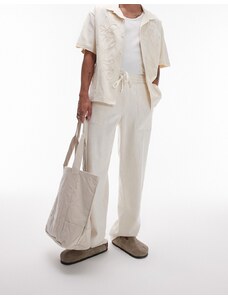 Topman - Pantaloni a fondo ampio testurizzati écru-Bianco