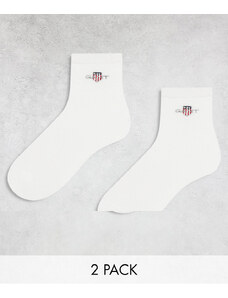 GANT - Confezione da 2 paia di calzini bianchi con logo-Bianco