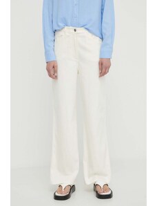 Samsoe Samsoe pantaloni in lino misto SASHELLY colore beige F24100025