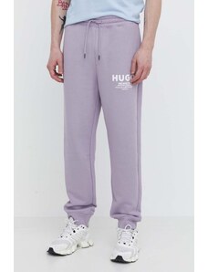Hugo Blue pantaloni da jogging in cotone colore violetto