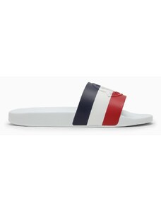Moncler Slide Basile bianca con fascia tricolore e logo