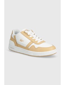Lacoste sneakers in pelle T-Clip Contrasted Leather colore beige 47SFA0064