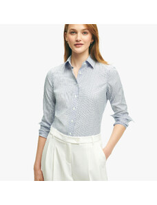 Brooks Brothers Camicia a righe sciancrata non-iron in cotone e lurex - female Camicie e T-shirt Blu, Bianco e Argento 8