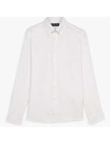Brooks Brothers Camicia casual bianca in lino con collo button-down - male Camicie sportive Bianco S