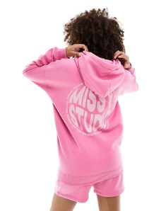 Missyempire Missy Empire - Felpa con cappuccio oversize rosa con logo sul retro in coordinato