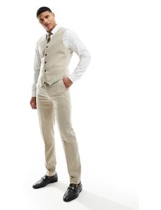 ASOS DESIGN - Pantaloni da abito slim beige testurizzati in misto lana-Neutro