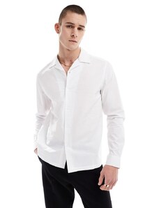 ASOS DESIGN - Camicia con rever ampio vestibilità classica in seersucker bianca-Bianco