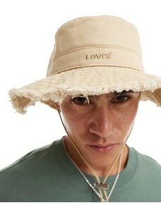 Levi's - Cappello da pescatore color crema con logo-Bianco