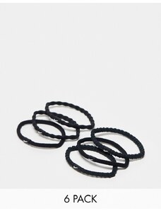 Nike - Flex - Confezione da 6 elastici per capelli neri-Nero